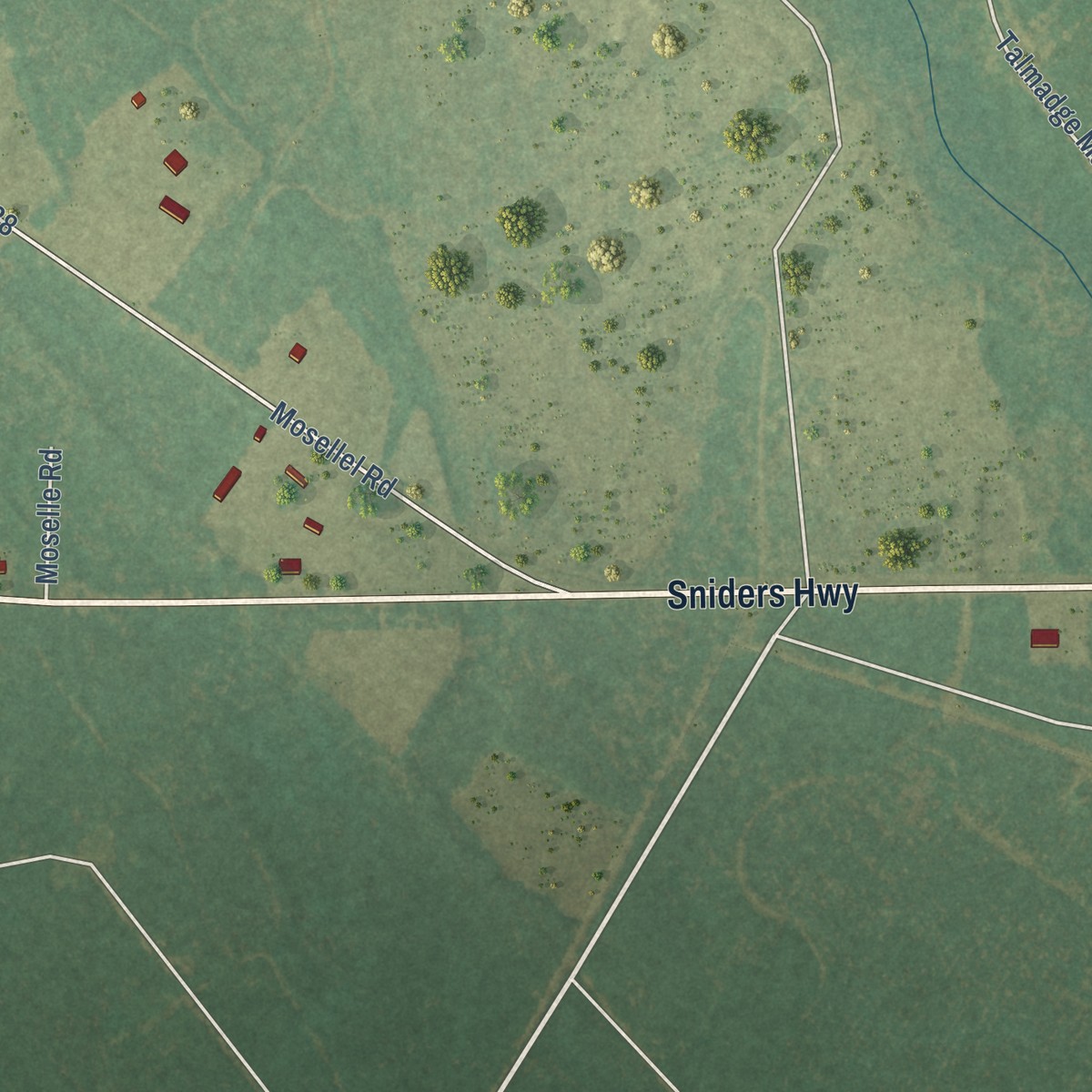 Second close-up of the map of Islandton, South Carolina print showing more streets and buildings