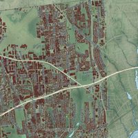 Second close-up of the map of Islip, New York print showing more streets and buildings