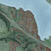 Second close-up of the map of Issaquah, Washington print showing more streets and buildings