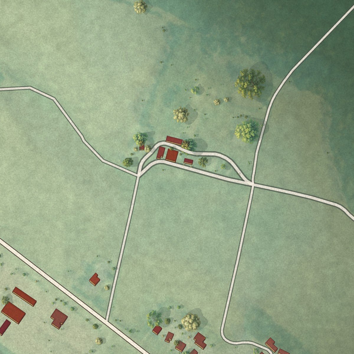 Second close-up of the map of Ivor, Virginia print showing more streets and buildings