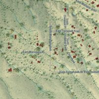 Second close-up of the map of J-Six Ranchettes, Arizona print showing more streets and buildings