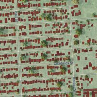 Second close-up of the map of Jacinto City, Texas print showing more streets and buildings