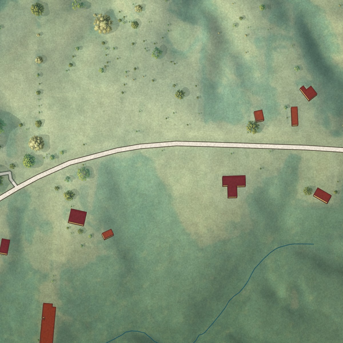 Second close-up of the map of Jacinto, Mississippi print showing more streets and buildings