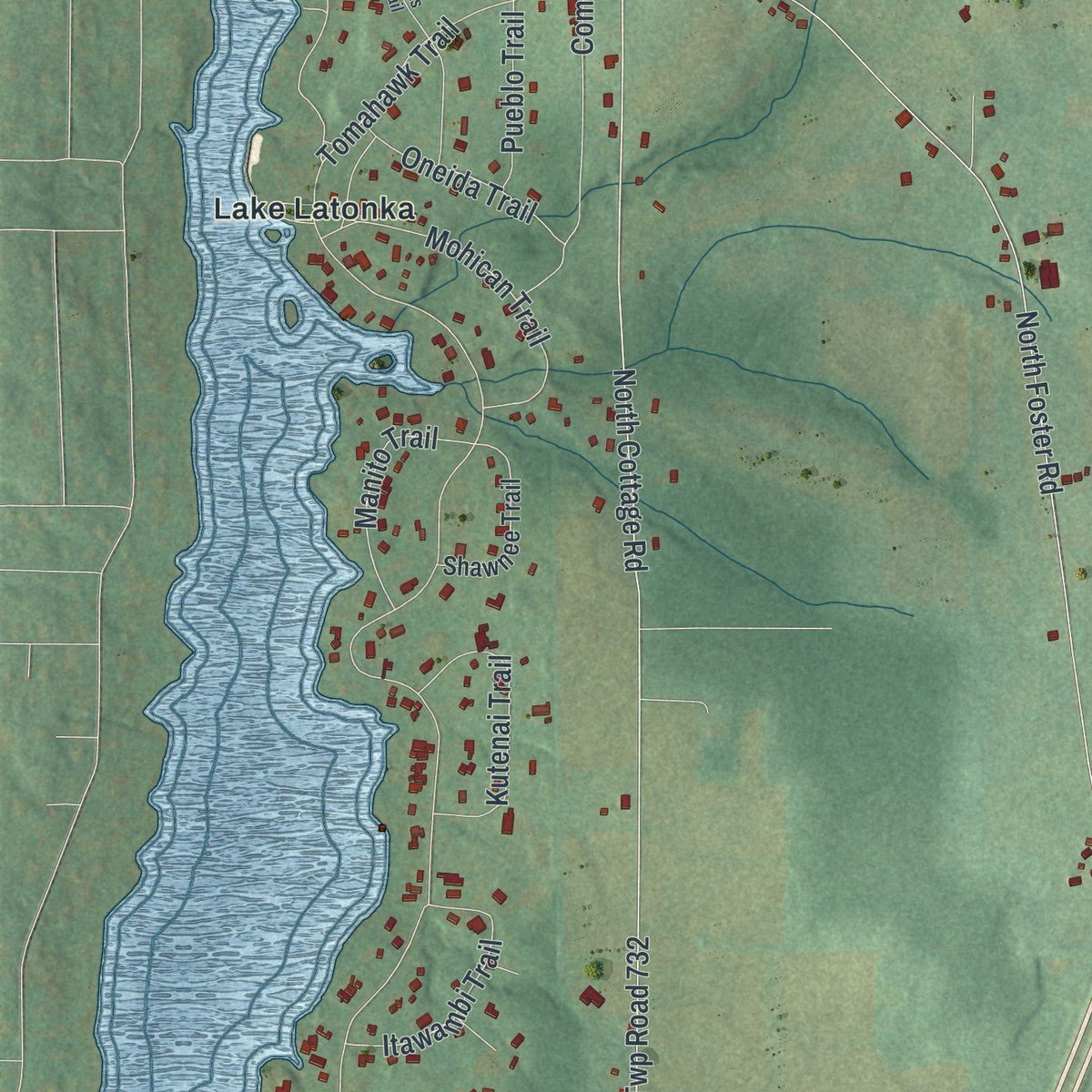Second close-up of the map of Jackson, Mercer County, Pennsylvania print showing more streets and buildings