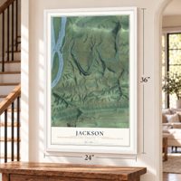 Jackson, Northumberland County, Pennsylvania map, 24 x 36 inch print in a white frame by a staircase
