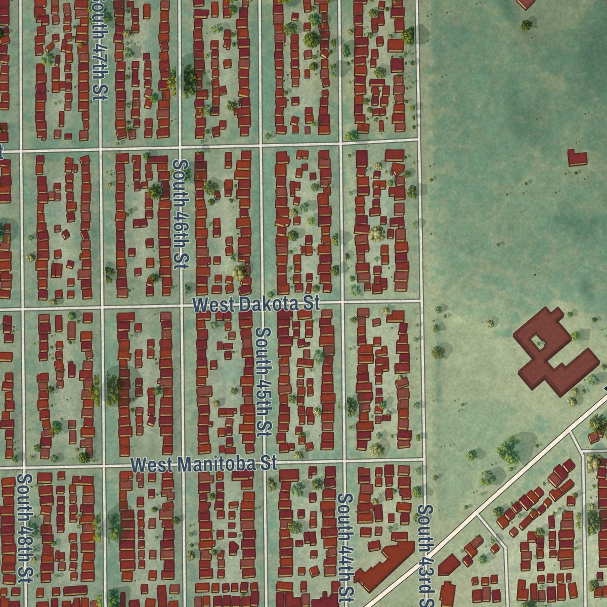 Second close-up of the map of Jackson Park, Wisconsin print showing more streets and buildings