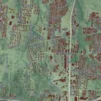 Second close-up of the map of Jackson, Tennessee print showing more streets and buildings