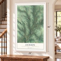 Jackson, Venango County, Pennsylvania map, 24 x 36 inch print in a white frame by a staircase