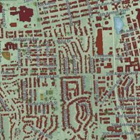 Second close-up of the map of Jacksonville Beach, Florida print showing more streets and buildings