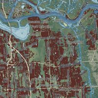 Second close-up of the map of Jacksonville, Florida print showing more streets and buildings