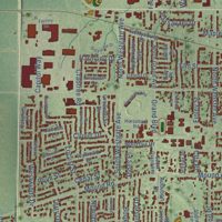 Second close-up of the map of Jacksonville, Illinois print showing more streets and buildings