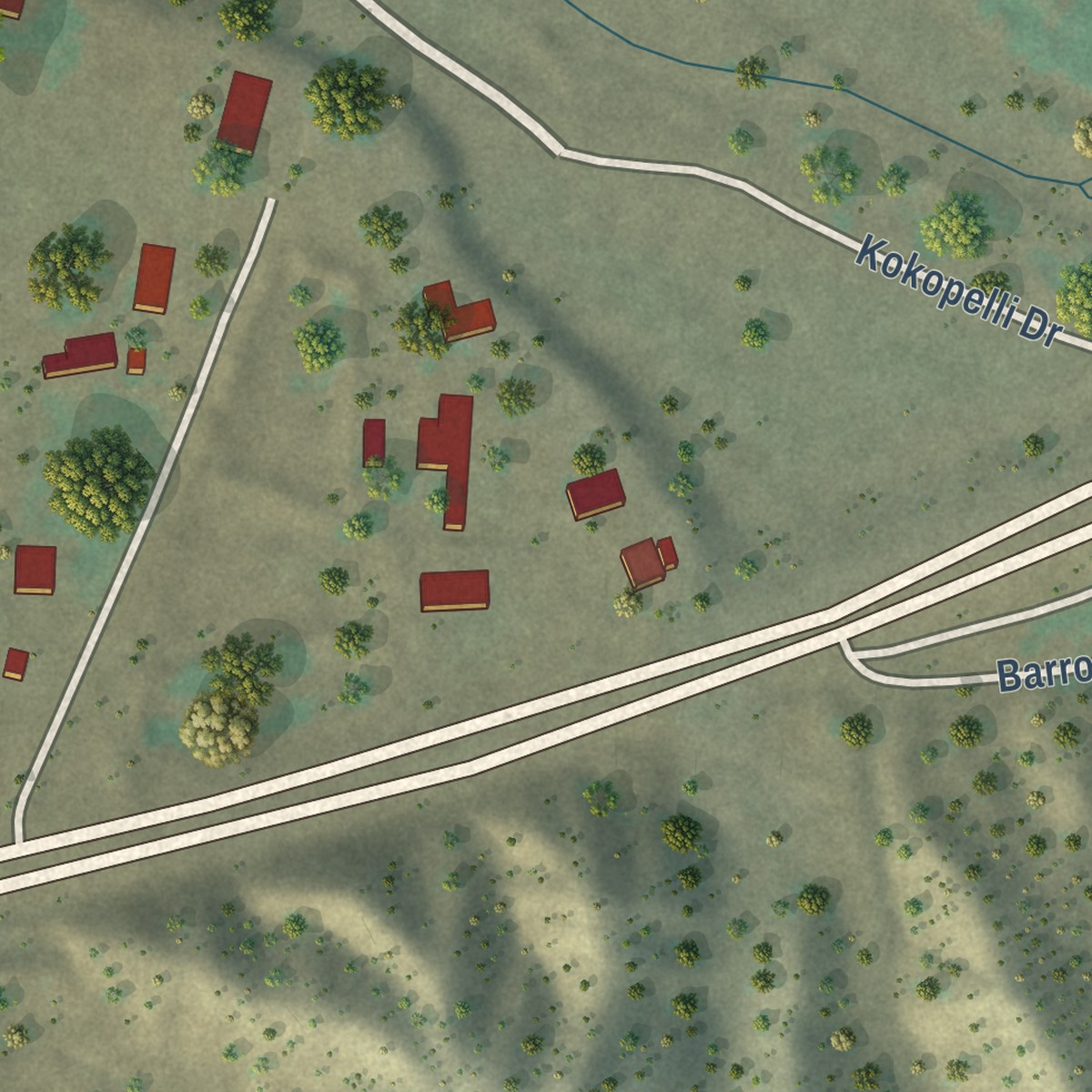 Second close-up of the map of Jacona, New Mexico print showing more streets and buildings