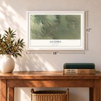 Jacumba, California map, 12 x 18 inch print in a white frame in an entryway