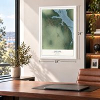 Jalapa, Indiana map, 18 x 24 inch print in a white frame in a home office
