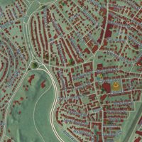 Second close-up of the map of Jamaica Plain, Massachusetts print showing more streets and buildings