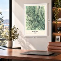Jamaica, Vermont map, 18 x 24 inch print in a white frame in a home office