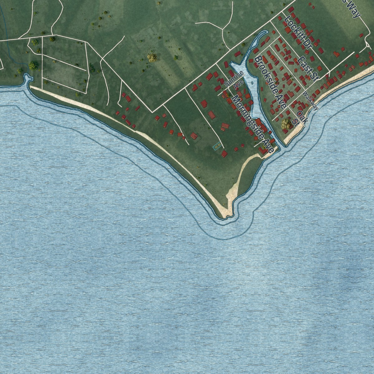 Second close-up of the map of Jamesport, New York print showing more streets and buildings