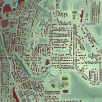 Second close-up of the map of Jamestown, New York print showing more streets and buildings