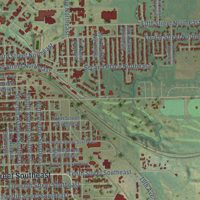 Second close-up of the map of Jamestown, North Dakota print showing more streets and buildings
