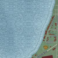 Second close-up of the map of Jamestown West, New York print showing more streets and buildings