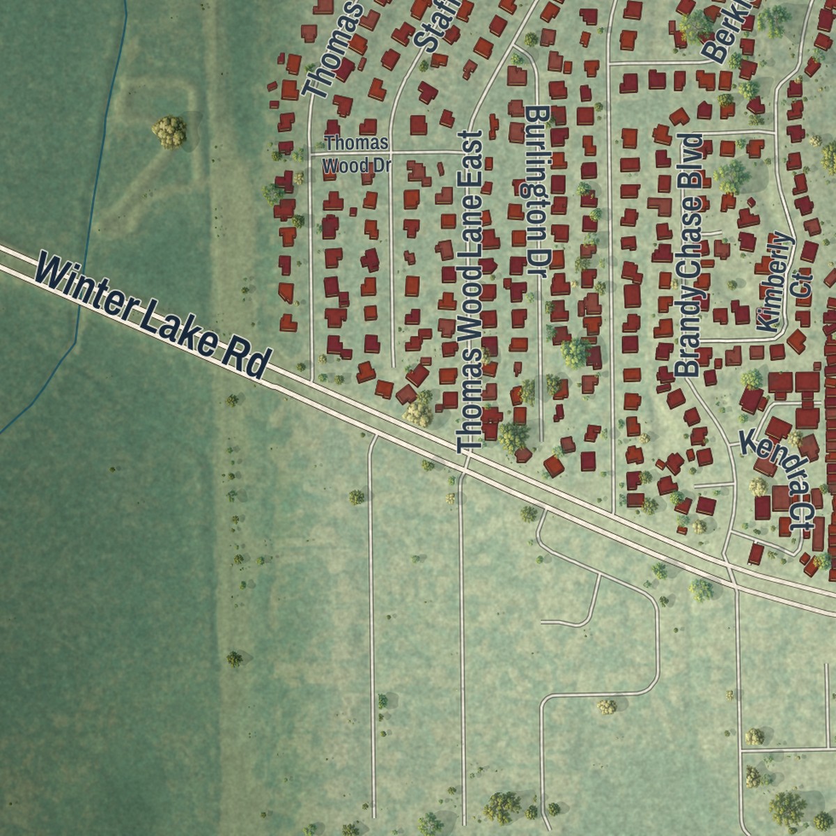 Second close-up of the map of Jan Phyl Village, Florida print showing more streets and buildings