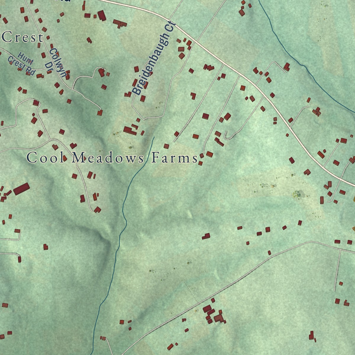Second close-up of the map of Jarrettsville, Maryland print showing more streets and buildings