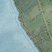Second close-up of the map of Jarvisburg, North Carolina print showing more streets and buildings