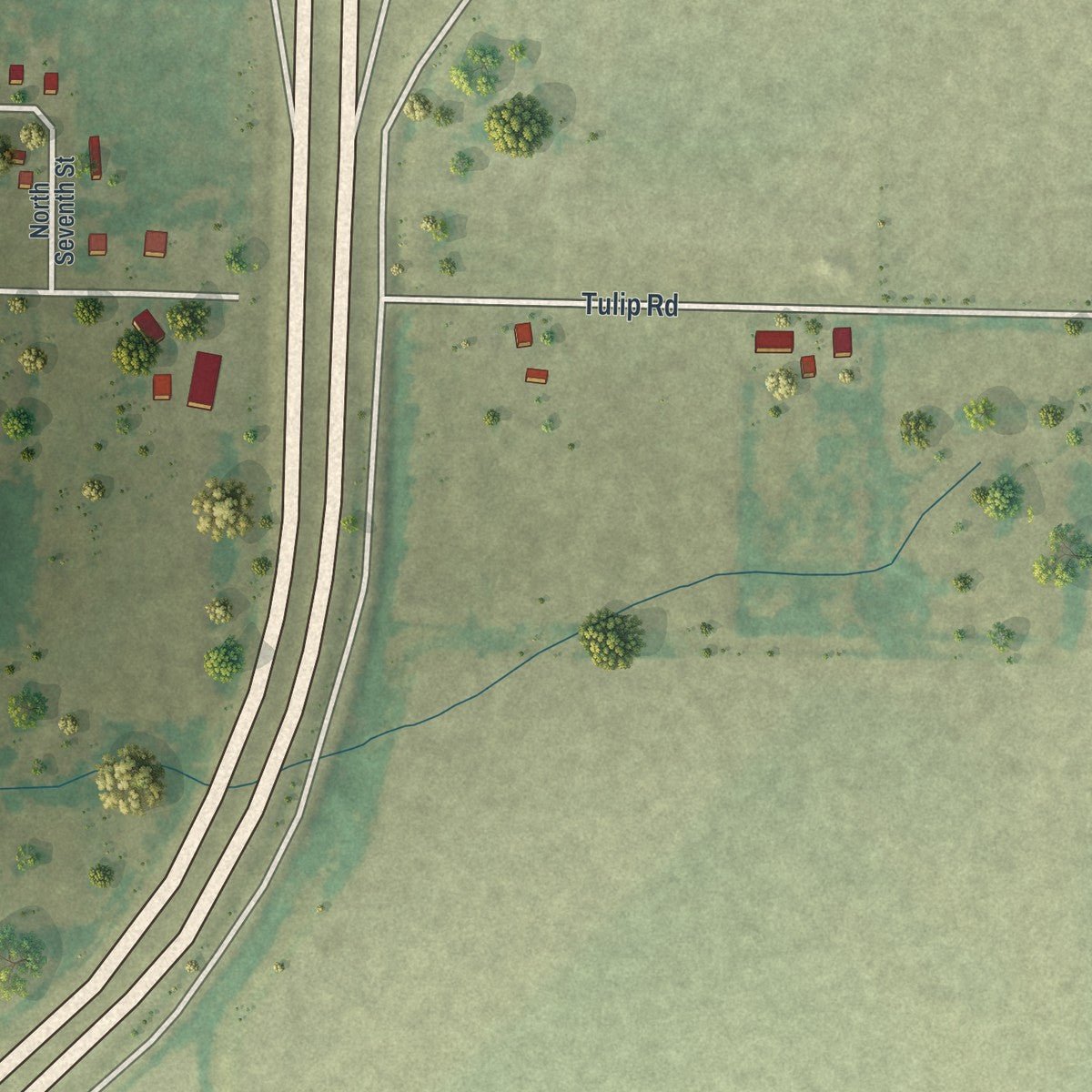 Second close-up of the map of Jasper, Missouri print showing more streets and buildings