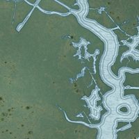 Second close-up of the map of Jean Lafitte, Louisiana print showing more streets and buildings