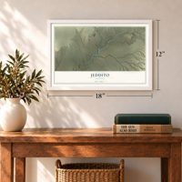 Jeddito, Arizona map, 12 x 18 inch print in a white frame in an entryway