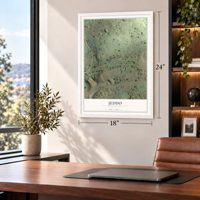 Jeddo, Pennsylvania map, 18 x 24 inch print in a white frame in a home office
