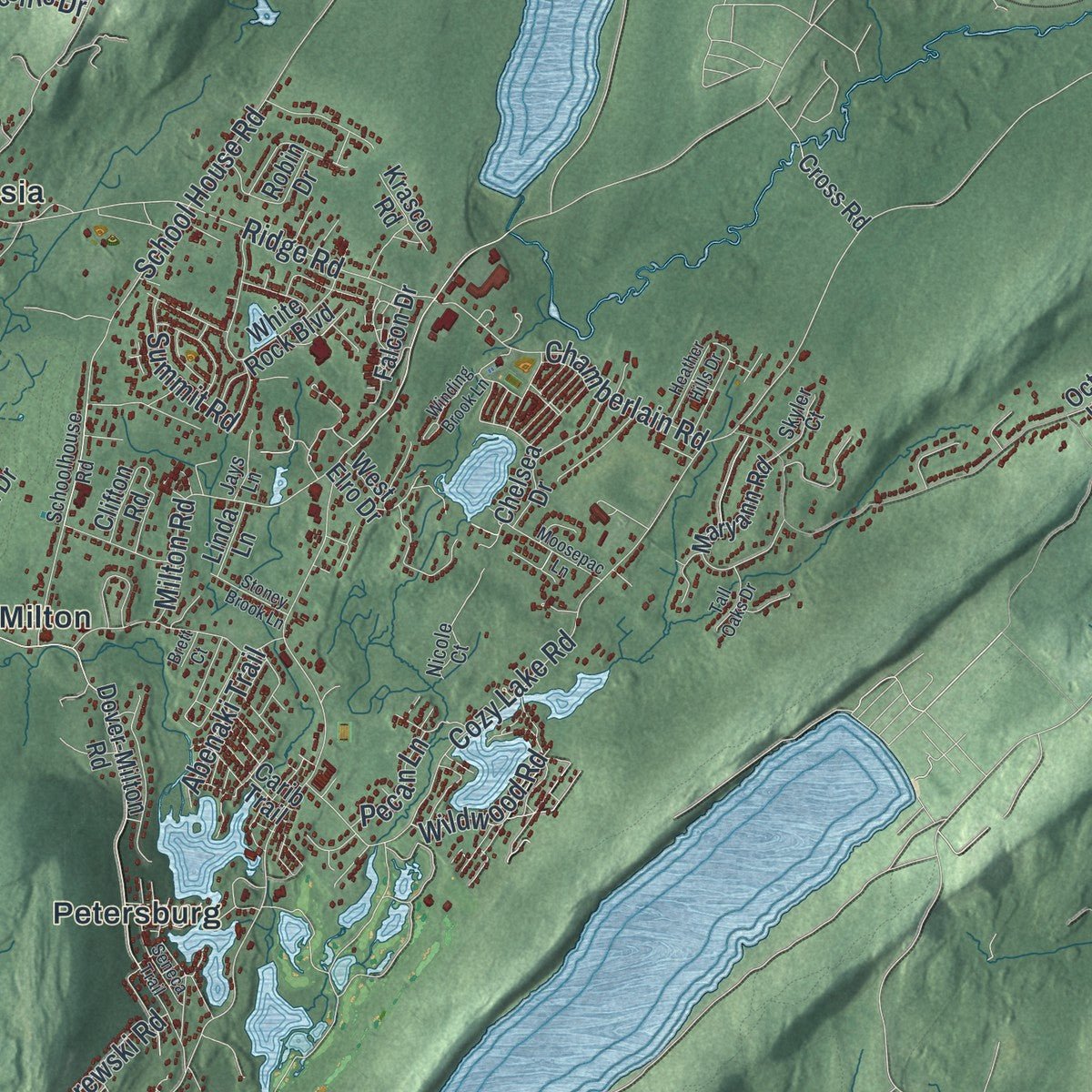 Second close-up of the map of Jefferson, New Jersey print showing more streets and buildings