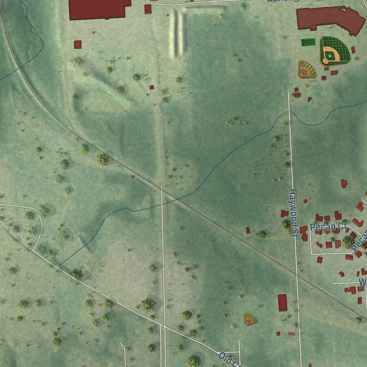 Second close-up of the map of Jefferson, Texas print showing more streets and buildings