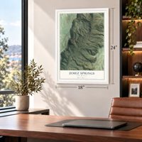 Jemez Springs, New Mexico map, 18 x 24 inch print in a white frame in a home office