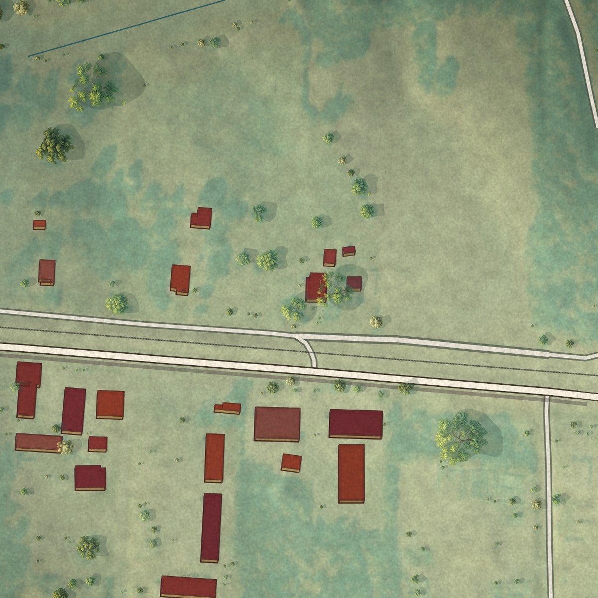 Second close-up of the map of Jenkinsburg, Georgia print showing more streets and buildings