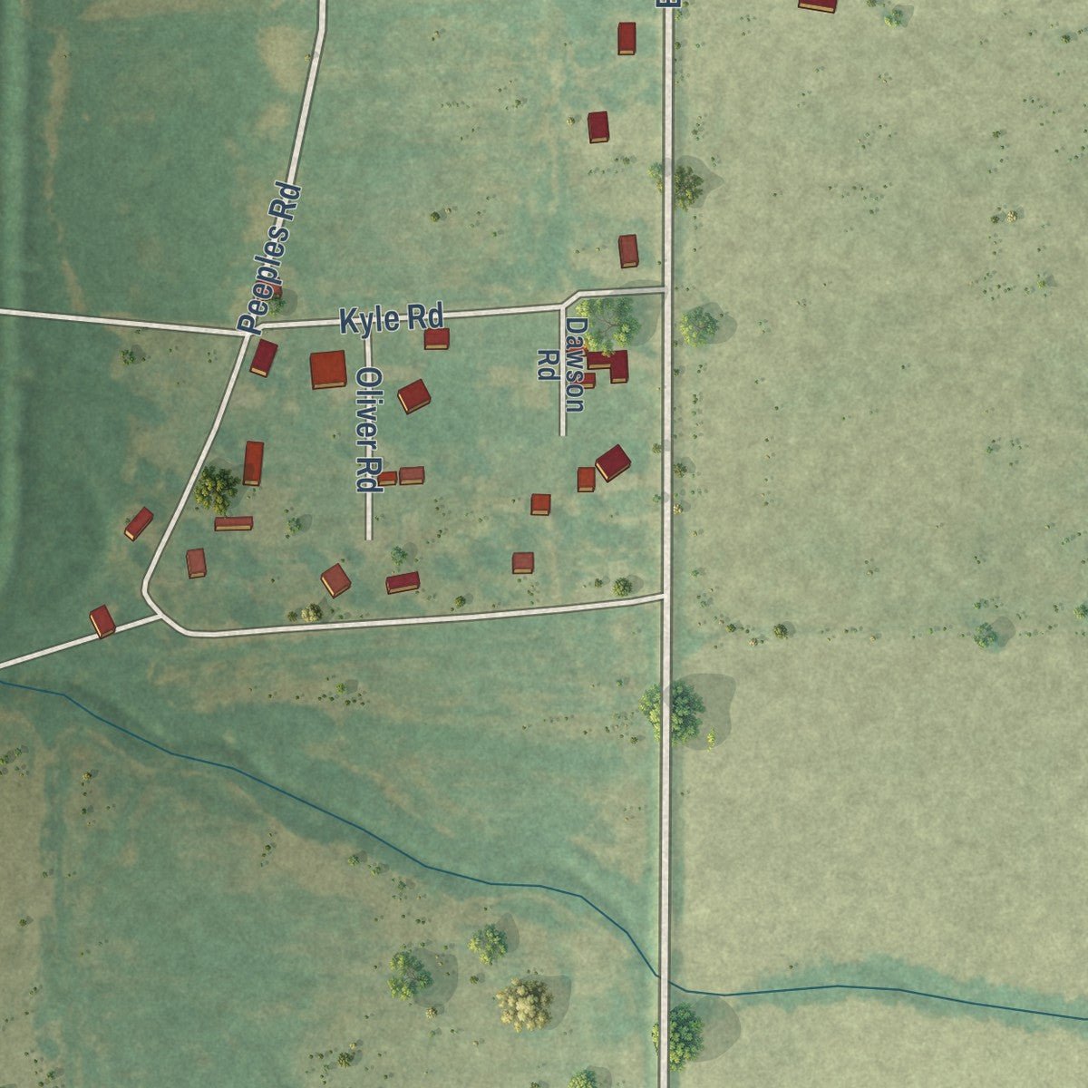 Second close-up of the map of Jennette, Arkansas print showing more streets and buildings