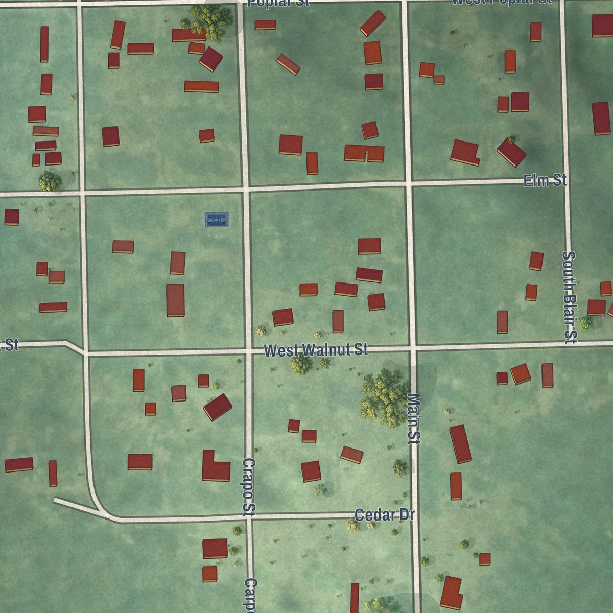 Second close-up of the map of Jennings, Michigan print showing more streets and buildings
