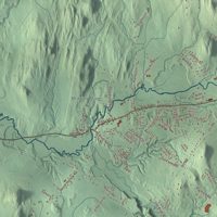 Close-up of the map of Jericho, Vermont print showing terrain and local geography