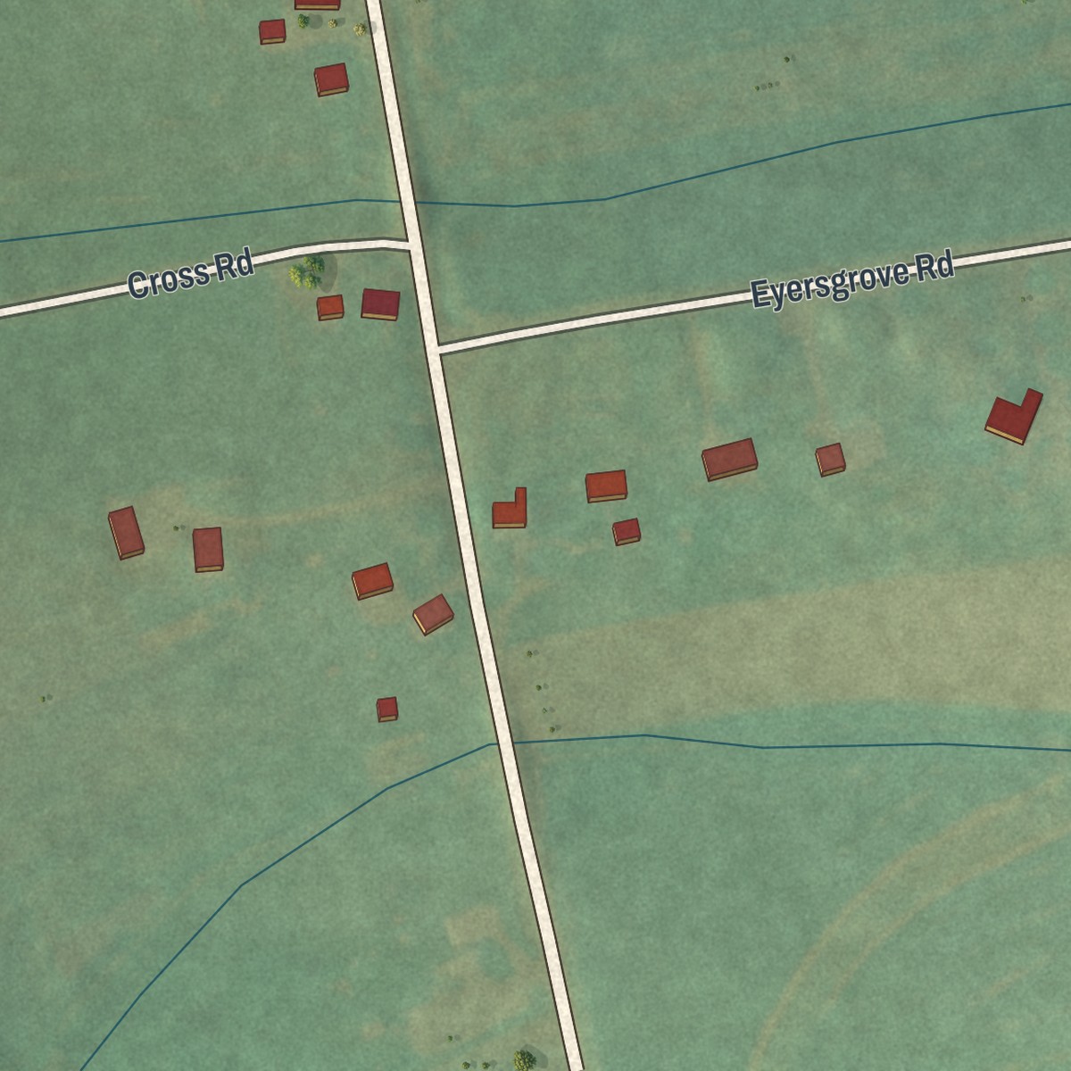 Second close-up of the map of Jerseytown, Pennsylvania print showing more streets and buildings