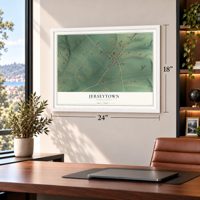 Jerseytown, Pennsylvania map, 18 x 24 inch print in a white frame in a home office