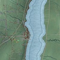 Second close-up of the map of Jerusalem, New York print showing more streets and buildings