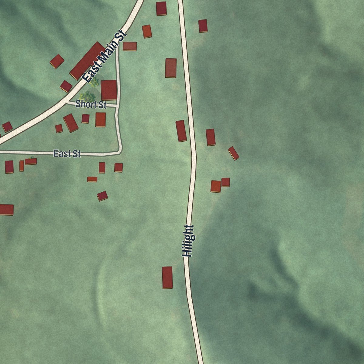 Second close-up of the map of Jerusalem, Ohio print showing more streets and buildings