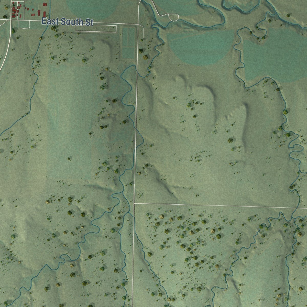 Second close-up of the map of Jetmore, Kansas print showing more streets and buildings