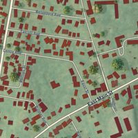 Second close-up of the map of Jewett City, Connecticut print showing more streets and buildings