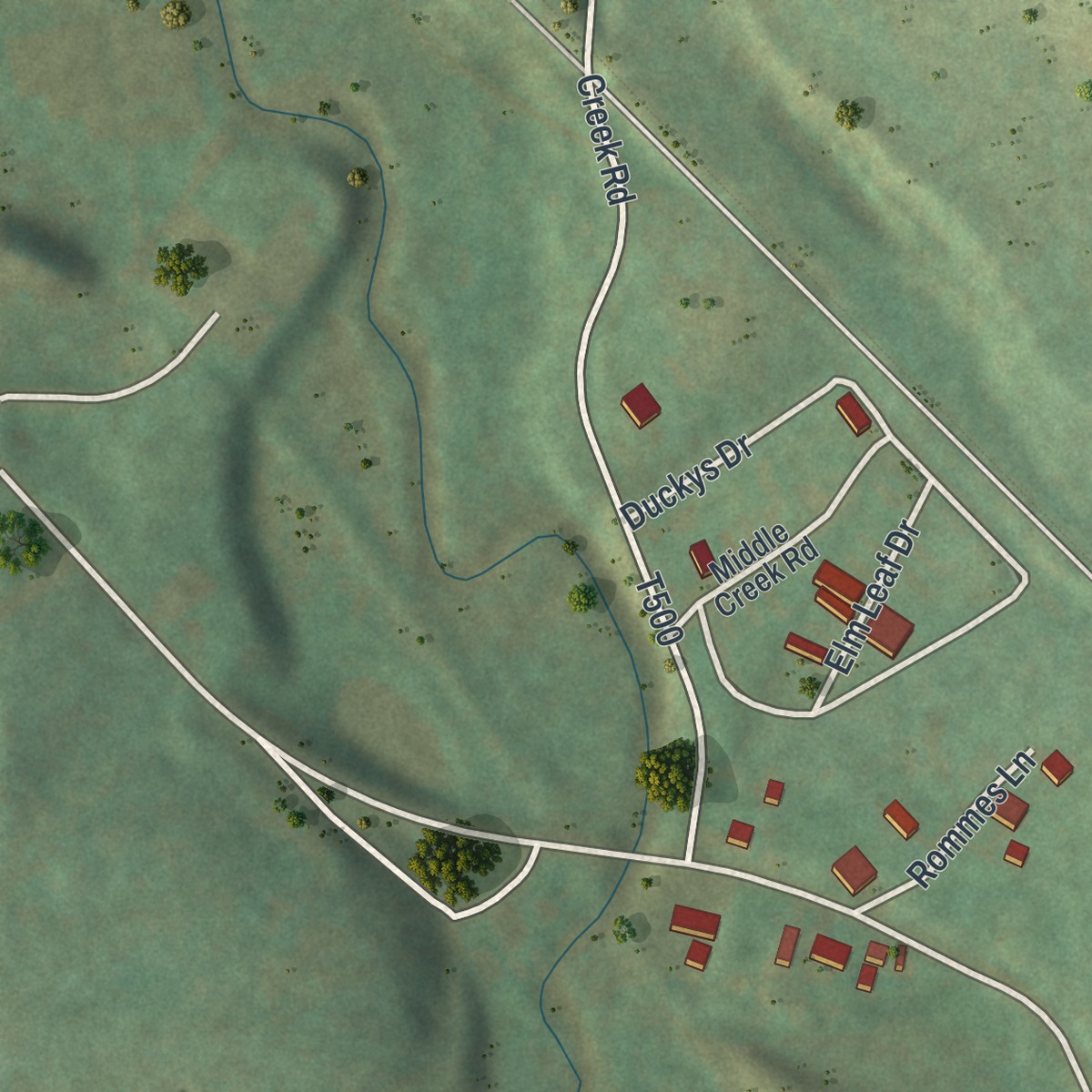 Second close-up of the map of Joffre, Pennsylvania print showing more streets and buildings