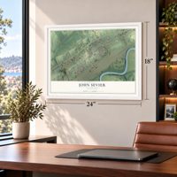 John Sevier, Tennessee map, 18 x 24 inch print in a white frame in a home office