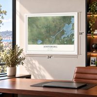 Johnsburg, Illinois map, 18 x 24 inch print in a white frame in a home office