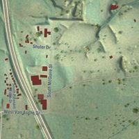 Second close-up of the map of Johnson, Arkansas print showing more streets and buildings
