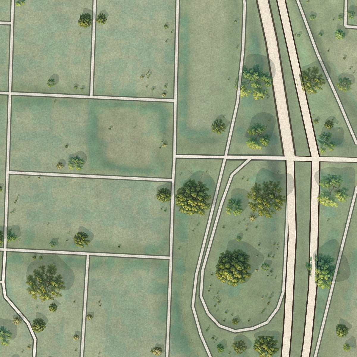 Second close-up of the map of Johnson City, Oregon print showing more streets and buildings