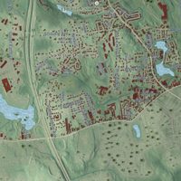 Second close-up of the map of Johnston, Rhode Island print showing more streets and buildings